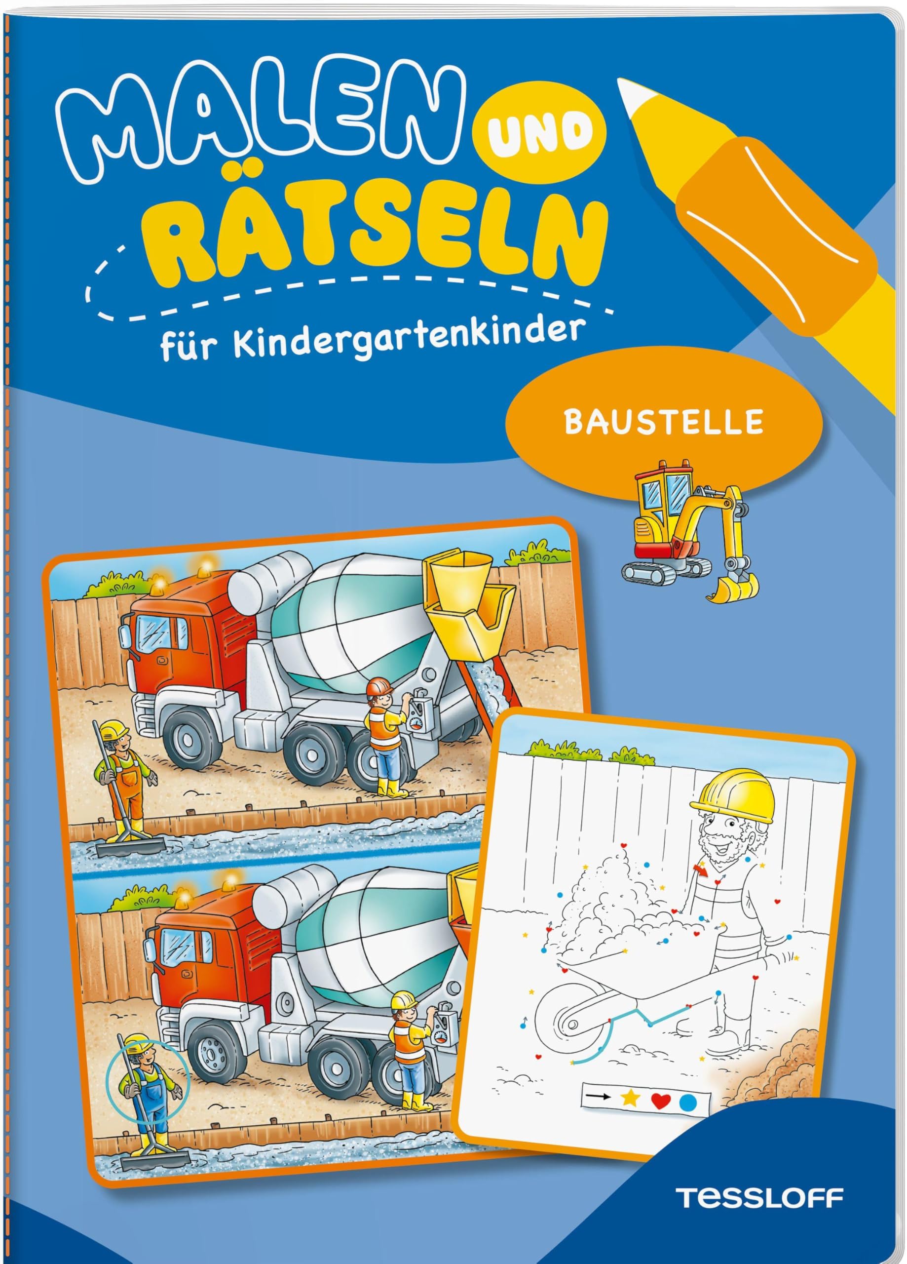 Malen und Rätseln für Kindergartenkinder. Baustelle: Suchen, Zählen, Zuordnen, Verbinden für Kinder ab 3 Jahren (Mal- und Rätselbücher)