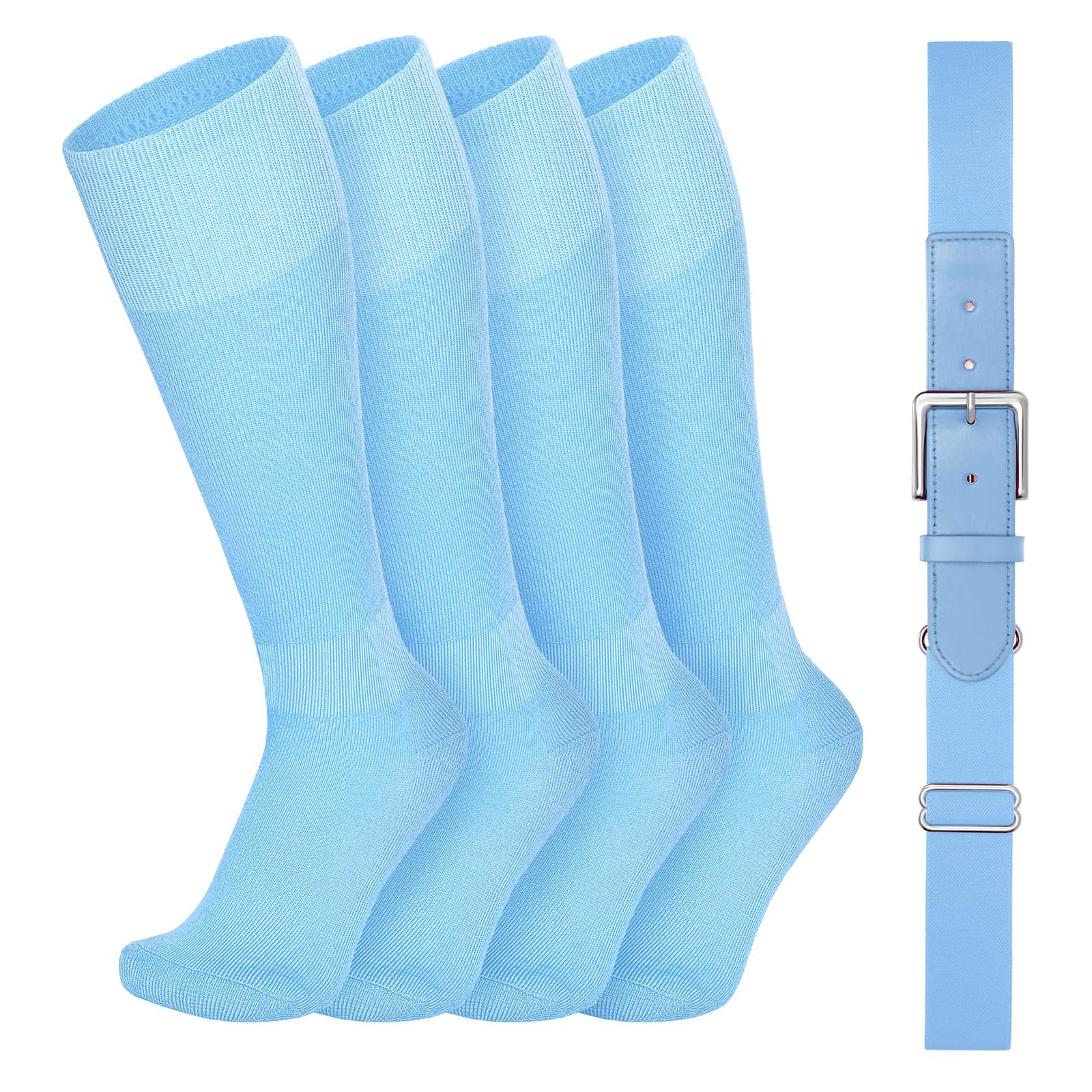 VONMELLI Youth Baseball Belt and Socks Combo, Elastic Softball Belts and Socks for Boys and Adult (2 Pairs of Socks &amp; 1 Belt)