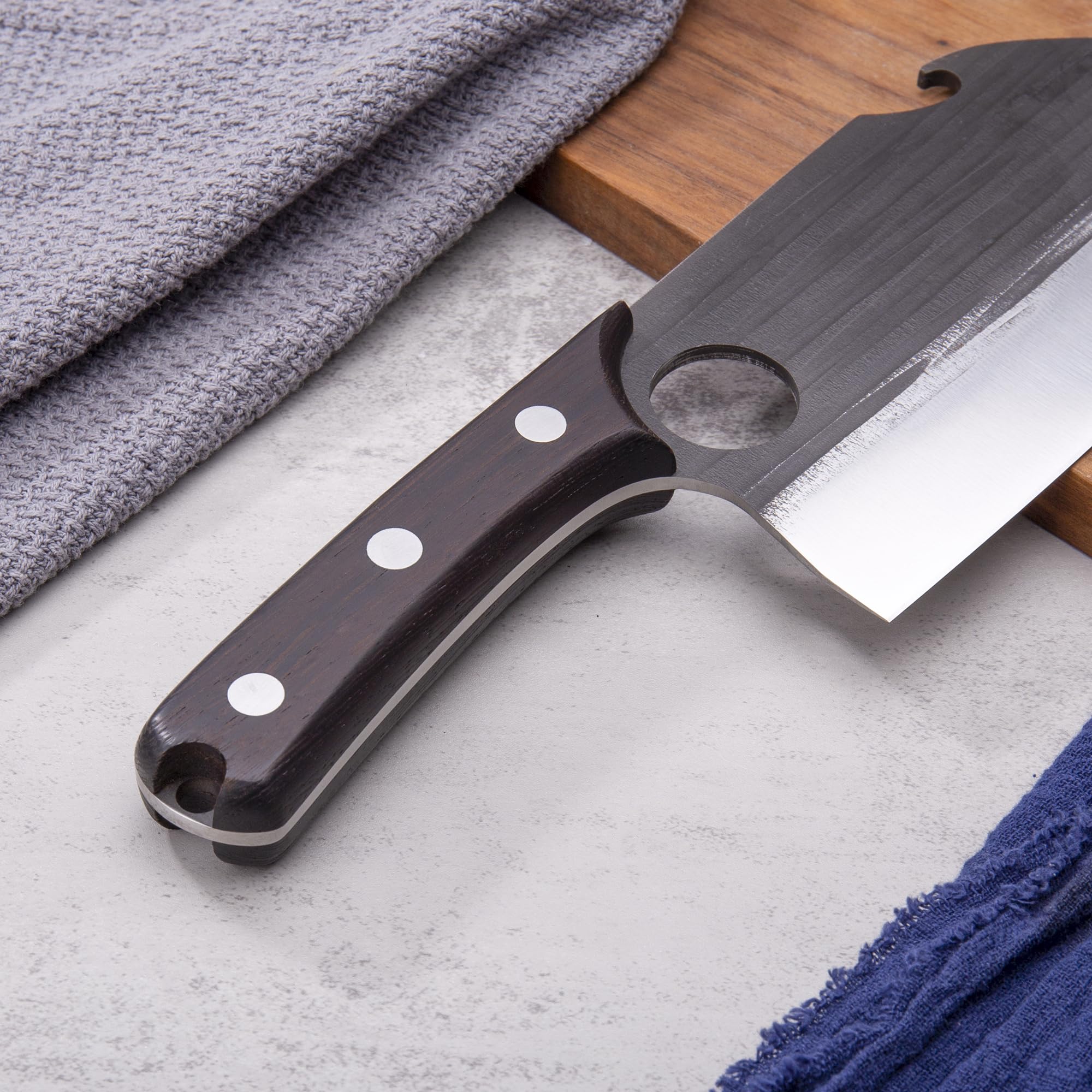SHANGDAO Deba Knife 17.8cm, handgeschmiedetes Metzgermesser, German Stainless Steel, Wooden Handle