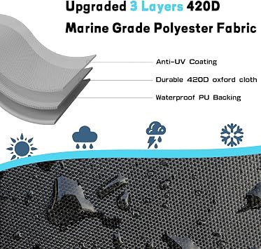 Outdoor Grill Cover, 40 Inch, Black, Polyester, Hook and Loop, Waterproof, Snowproof, Anti-UV, Wind Resistant, Easy to Use & Clean
