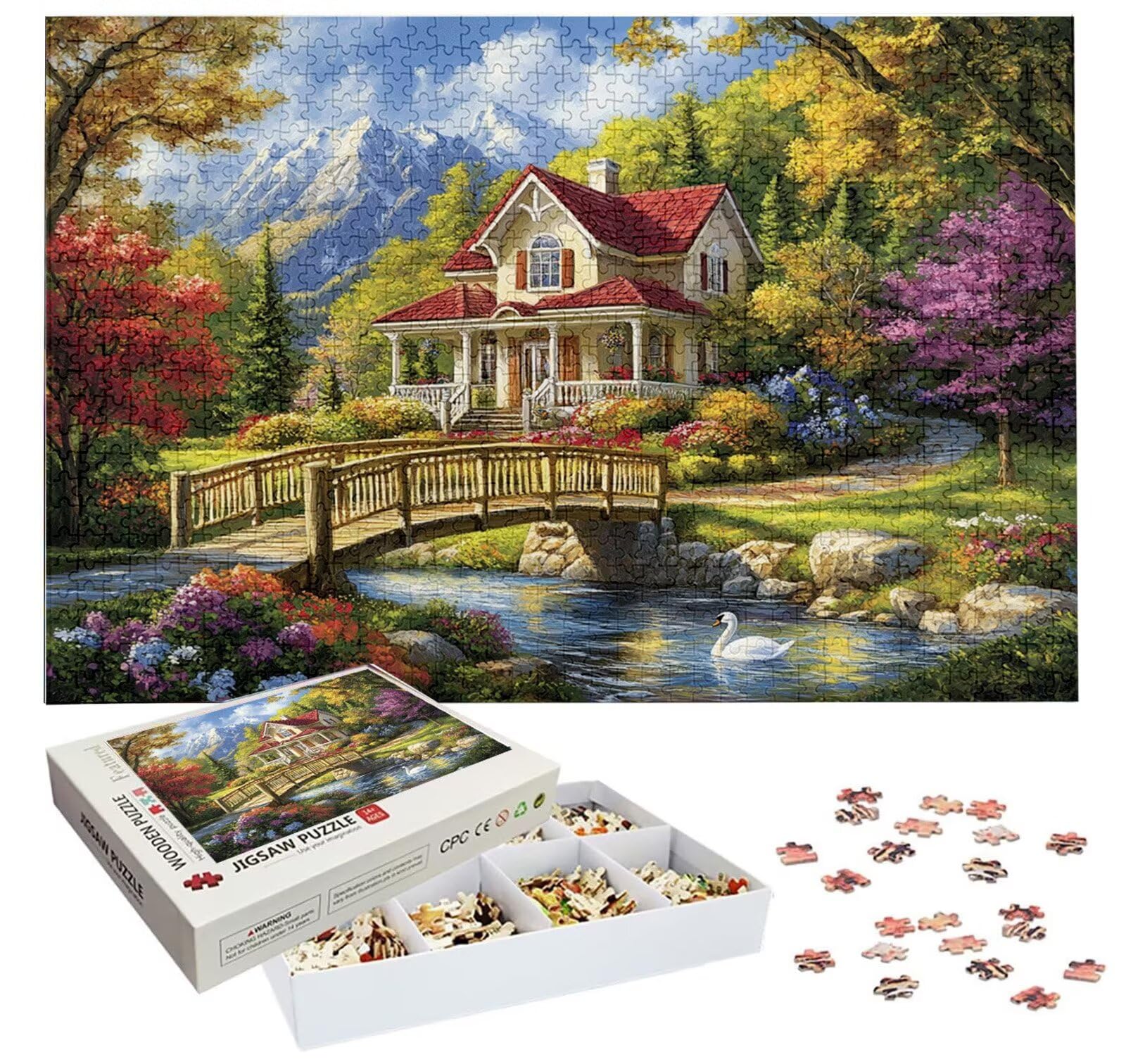 Puzzle 4000 Piezas Cabina, Puzzle Paisaje con Caja para Adultos, 141x87 cm, DIY 4000 Piezas Rompecabezas Madera para Adultos, Rompecabezas Desafiante para Decoracion Hogar y Pared, Regalo Mujer H-3206