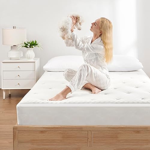 Miniatura 7 de QUIETSEA Cubrecolchón reversible de tamaño matrimonial de espuma viscoelástica para caja de huevos, cubrecolchón de viscosa de bambú, funda de