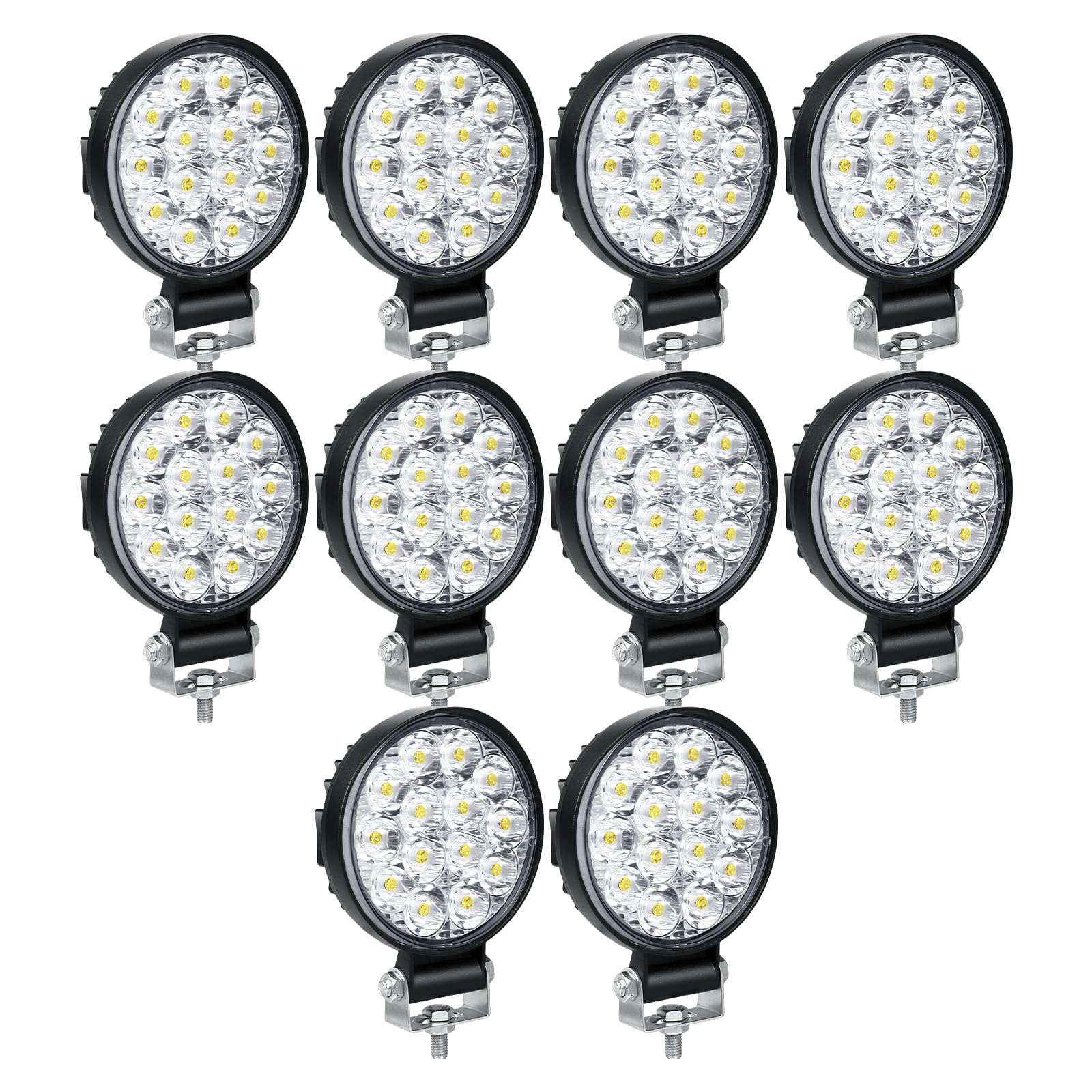 Willpower 10 unidades de luces LED ultradelgadas de 3.2 pulgadas, 42 W, luces de trabajo de haz puntual LED, luces de conducción todoterreno, 12 V, 24 V, lámparas antiniebla para camión, tractor
