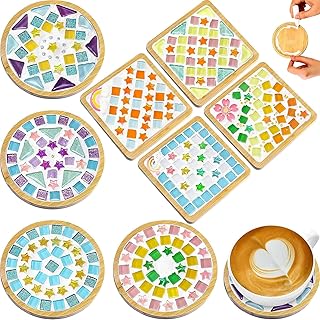 Malloom DIY Glass Mosaic Tiles for Crafts, 8 Sets Mixed Color Mosaic Kit...