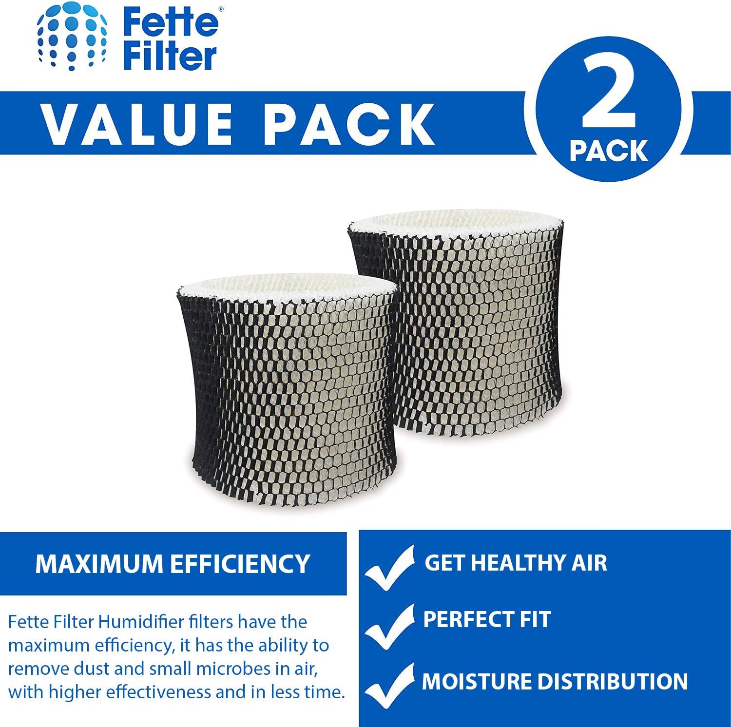 Fette Filter - Humidifier Filter Compatible with Holmes HWF64 - Filter B (Pack of 2)