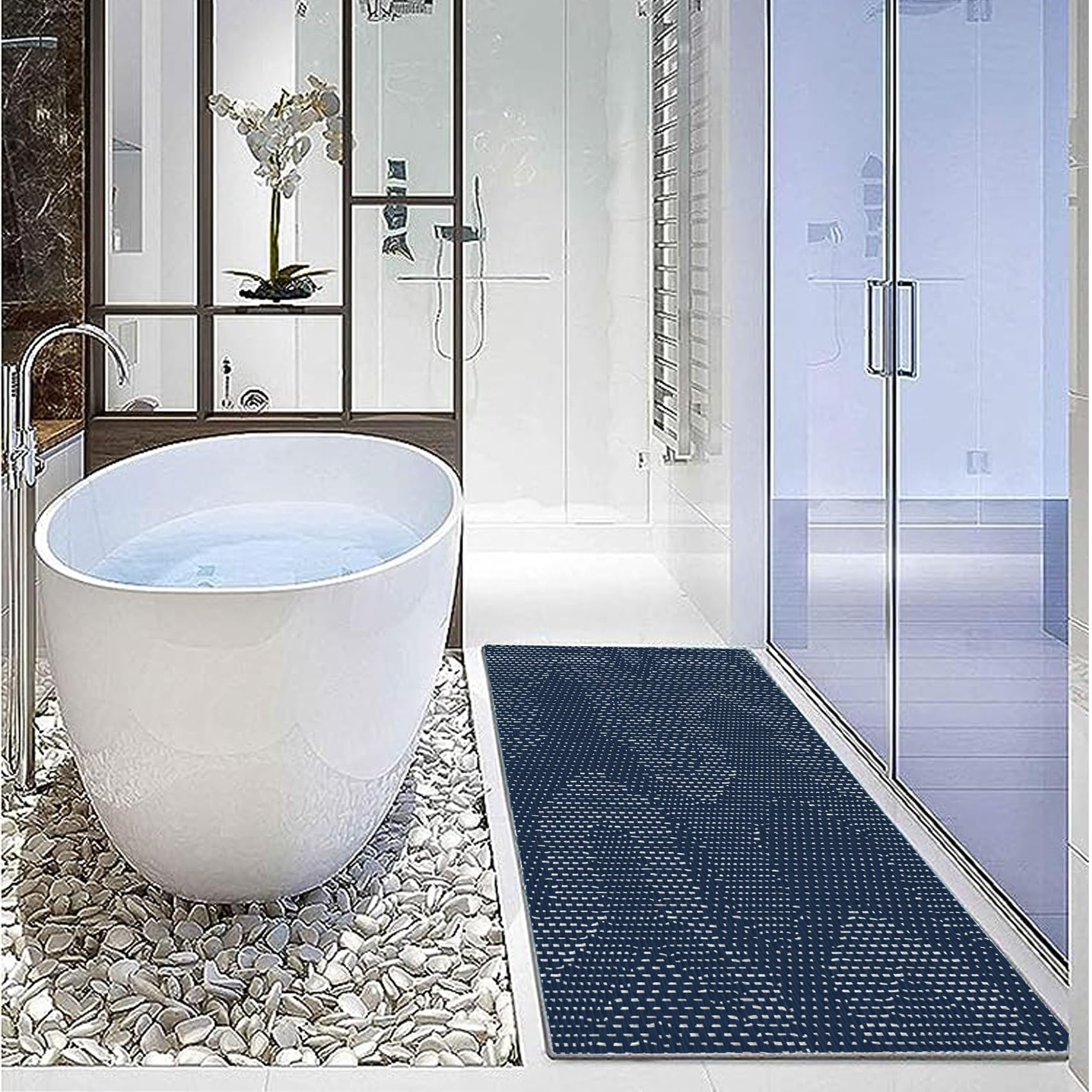 Tappeto per corridoio 100 x 270 cm Non piega si pulisce Passatoia Cucina Assorbente con Fondo Antiscivolo per Soggiorno Camera da Letto Cucina Bagno, Blu