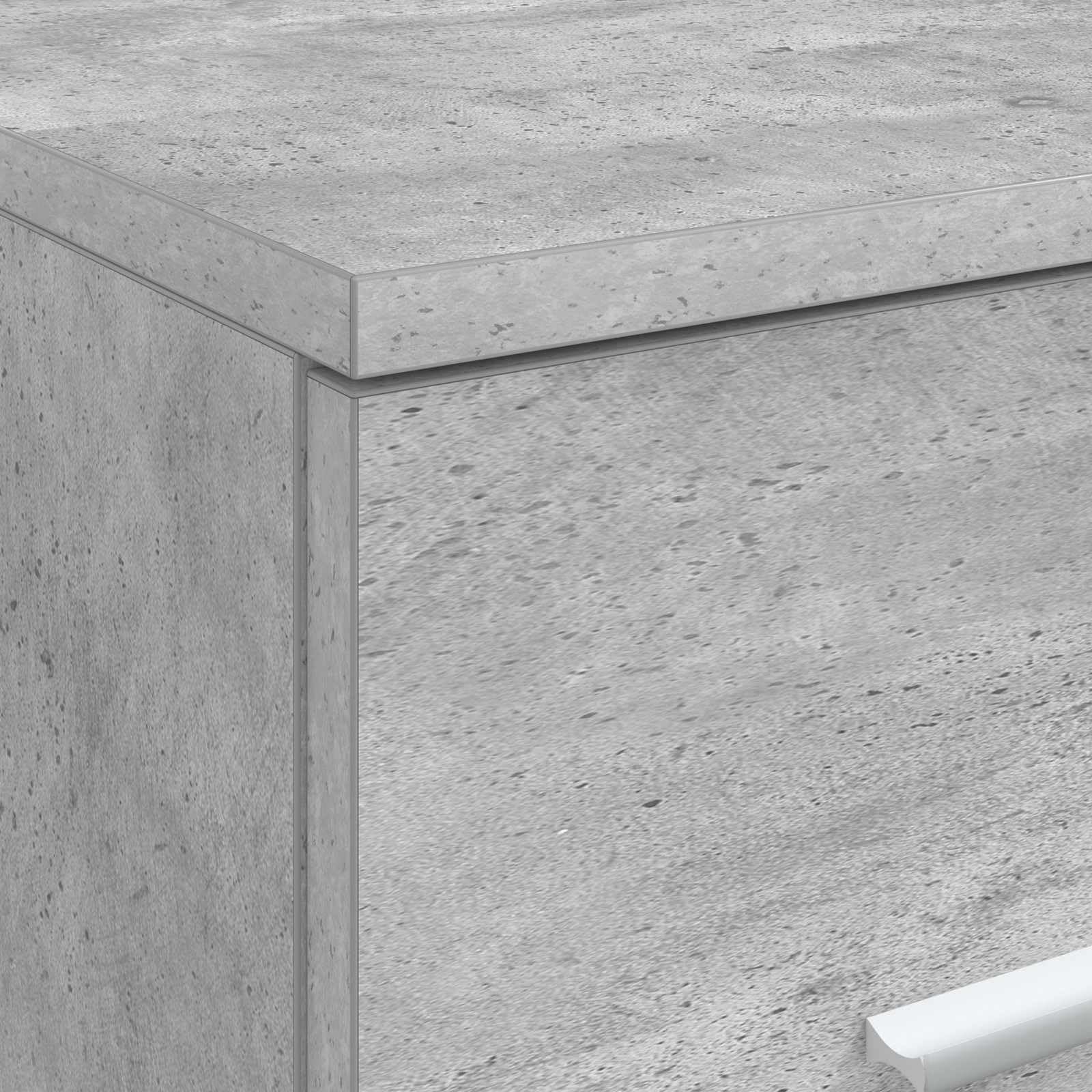 Mueble de baño gris hormigón de madera, 30 x 41 x 50 cm, con 2 cajones, asas plateadas, organizador de almacenamiento para baño, interior