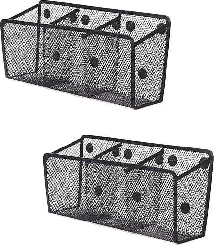 Miniatura 10 de Portalápices, organizador de oficina con 3 compartimentos, organizador de casillero de malla metálica, taza para bolígrafo para oficina,