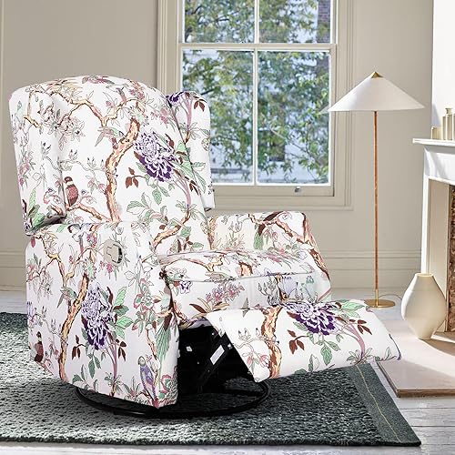 Miniatura 20 de Silla reclinable giratoria, mecedora deslizante para guardería, silla reclinable floral con respaldo de ala, silla reclinable en liquidación, silla