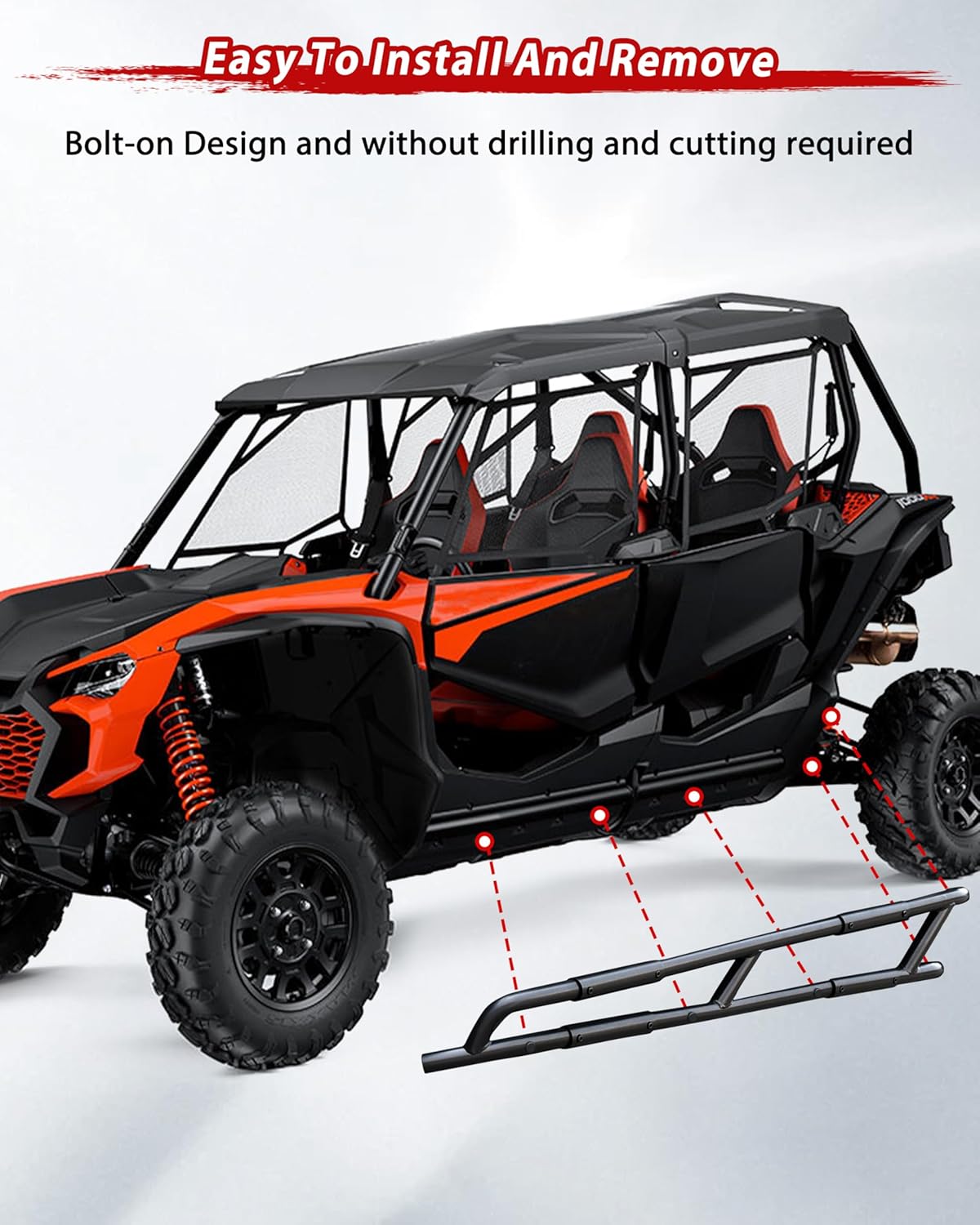 Nerf Bars Rock Sliders for Honda Talon 1000X-4 1000R-4 1000XS-4 2020-2025, Heavy Duty Steel UTV Tree Kickers Combined Side Step Side Bumper Guard for Honda Talon 1000 Accessories, 4 Seat