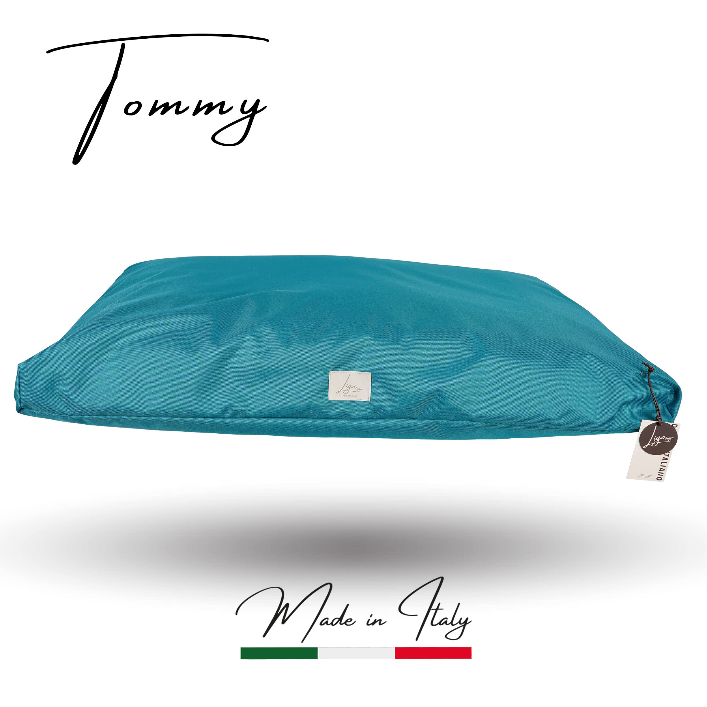 Ligo Tommy - Materasso per Cani Idrorepellente e AntiGraffio, Realizzato in Italia. Cuscino Cuccia per Cane AntiGraffio antimacchia Perfetto per l'uso Interno ed Esterno. S,VERDE PETROLIO