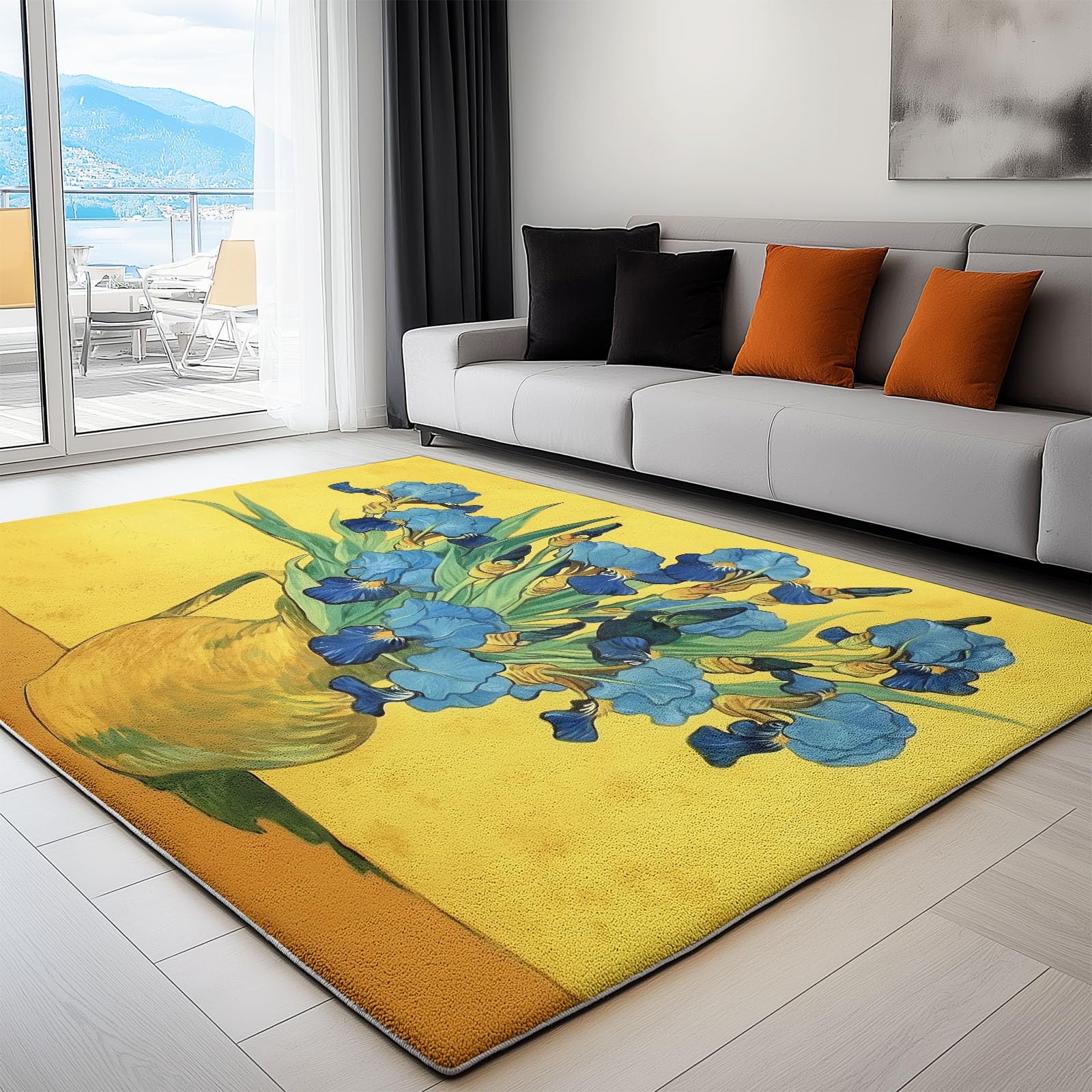 Tapis de salon peinture à l'huile pour entrée et chambre douce