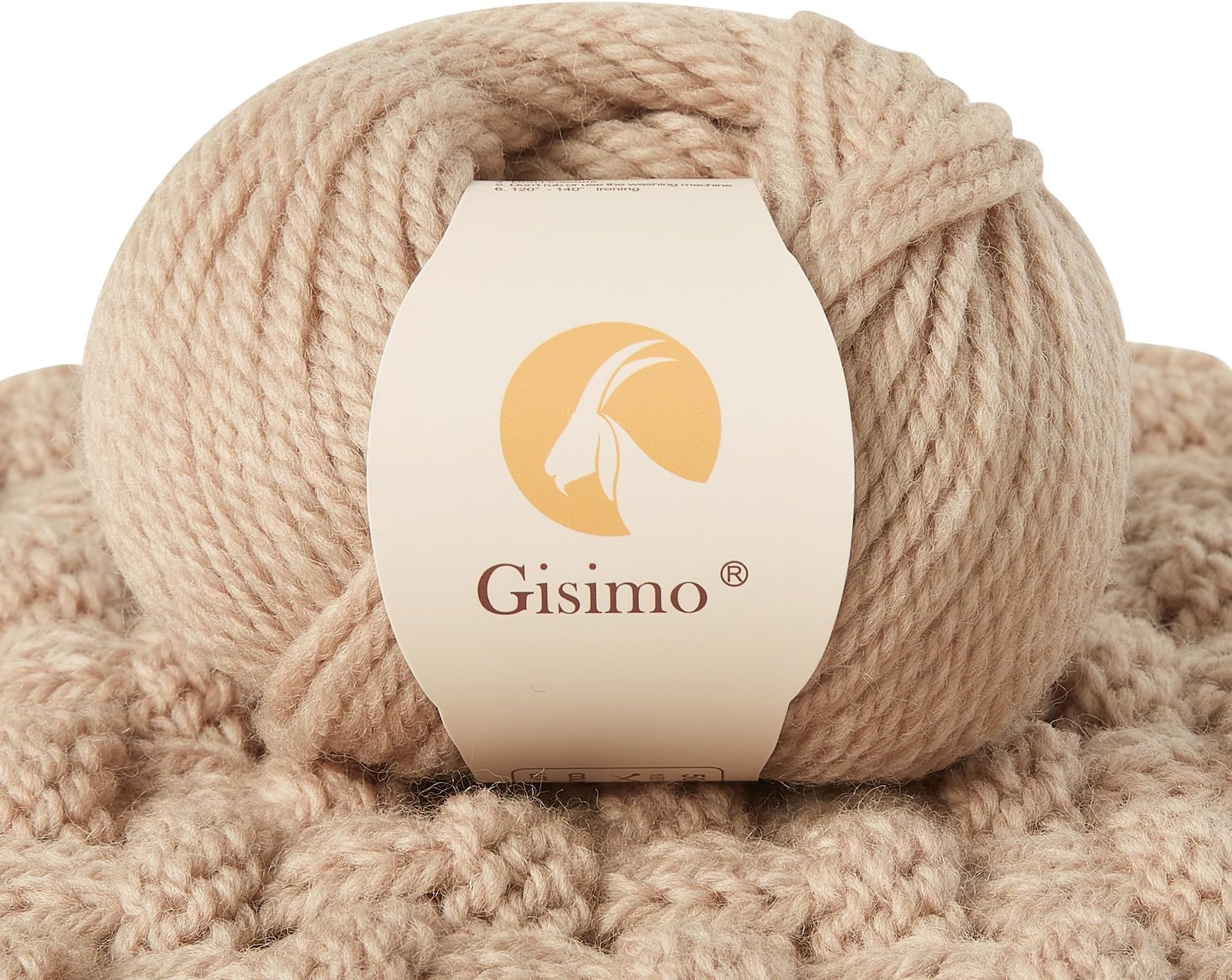 100% Merino Wool Yarn 3-Ply Luxurious and Soft Yarn for Hand Knitting & Crocheting (Khaki, 1Ball)