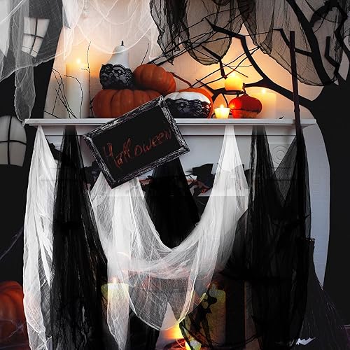 Miniatura 4 de Boao Decoraciones de Halloween, paño espeluznante de Halloween, muselina de algodón, gasa espeluznante para fiesta de Halloween, interiores y