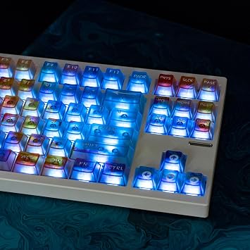 mintcaps 119keys Keyboard Keycaps Shine Through Clear Blue Keycap Set, Cherry Transparent Key Caps for Cherry Gateron Mx Switches Mechanical Keyboard