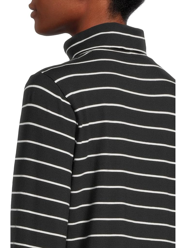Black L.L.Bean Soft Stretch Supima Turtleneck Long Sleeve Stripe