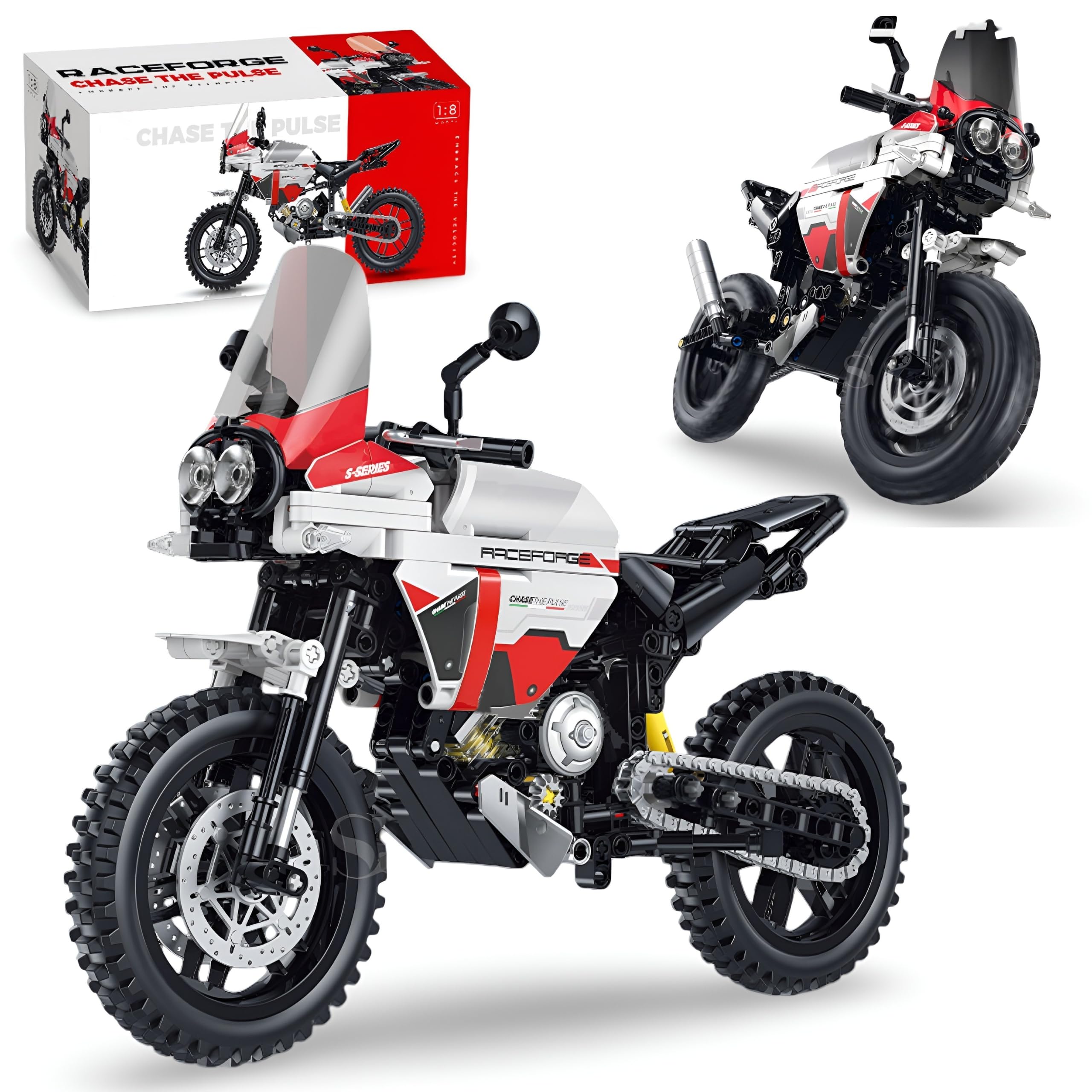 RLZyntheva Technik Motorcycle Building Blocks Set, 1:8 Scale Racing Motorcycle Building Kit, Motorbike Bricks Model, Collectible Superbike Bricks Toy, Gifts for Adults and Motorbike Lovers, 526 PCS