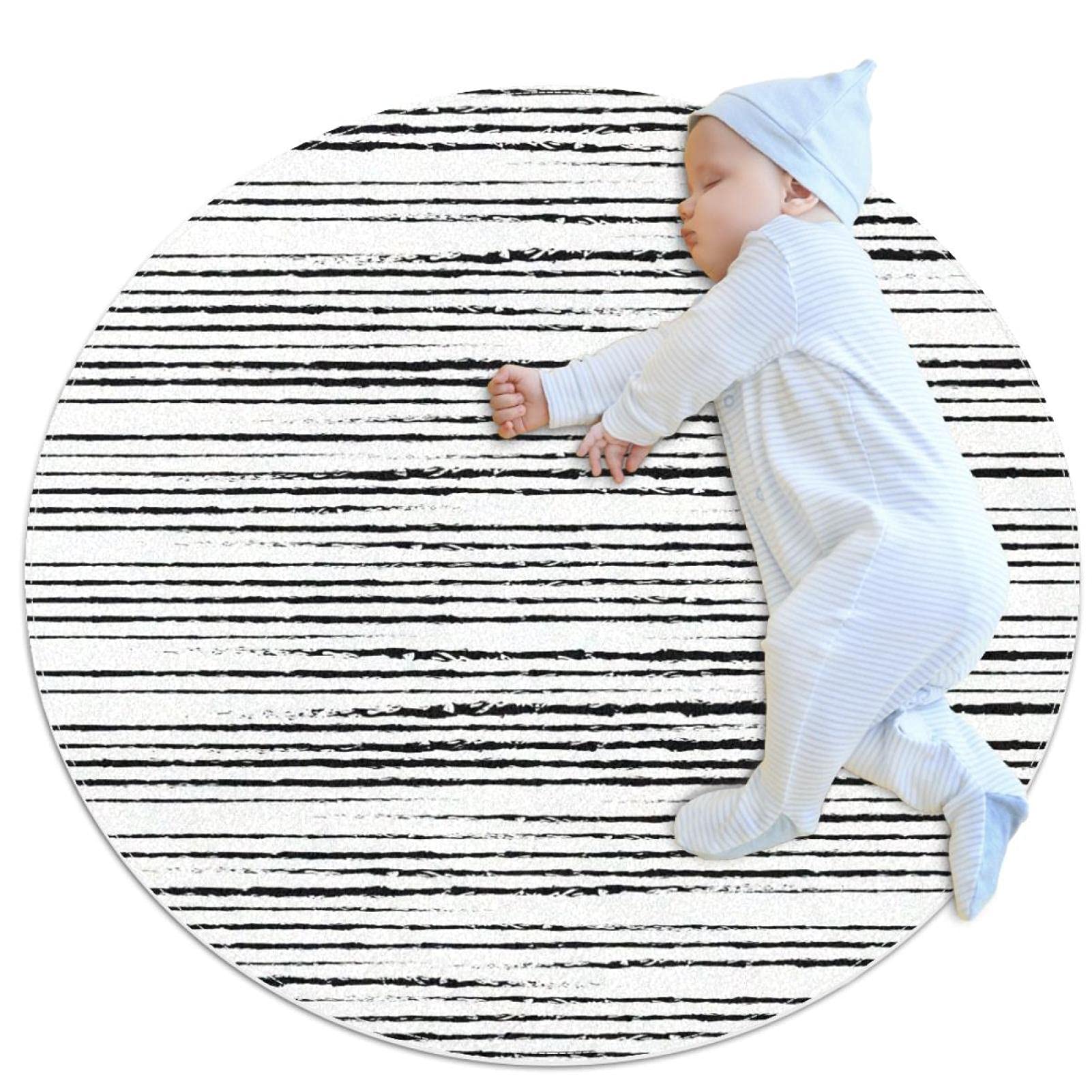 Tapis de bain rayures noires et blanches élégant pour décoration
