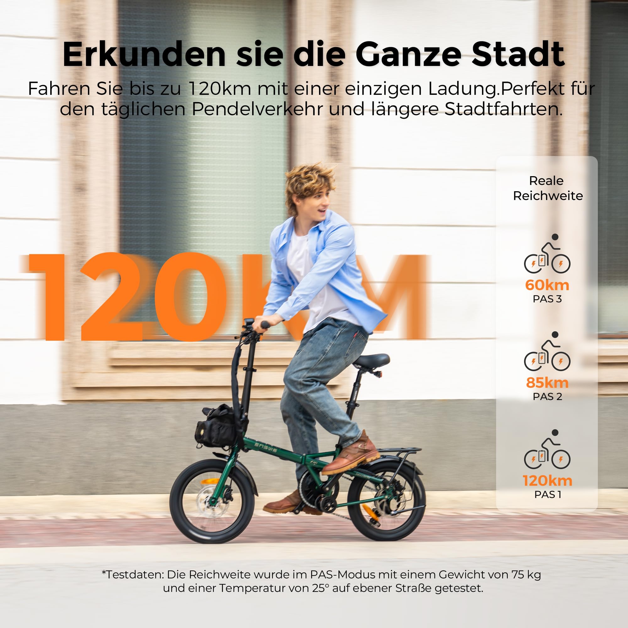 ENGWE Zip 16.9KG Ultraleichtes Zusammenklappbares Elektrofahrrad, 36V 10Ah Tragbarer Akku mit Bis zu 120KM, Drehmomentsensor und Hydraulische Bremsen, Mit Scheinwerfer und Reflektoren, 7 Gänge
