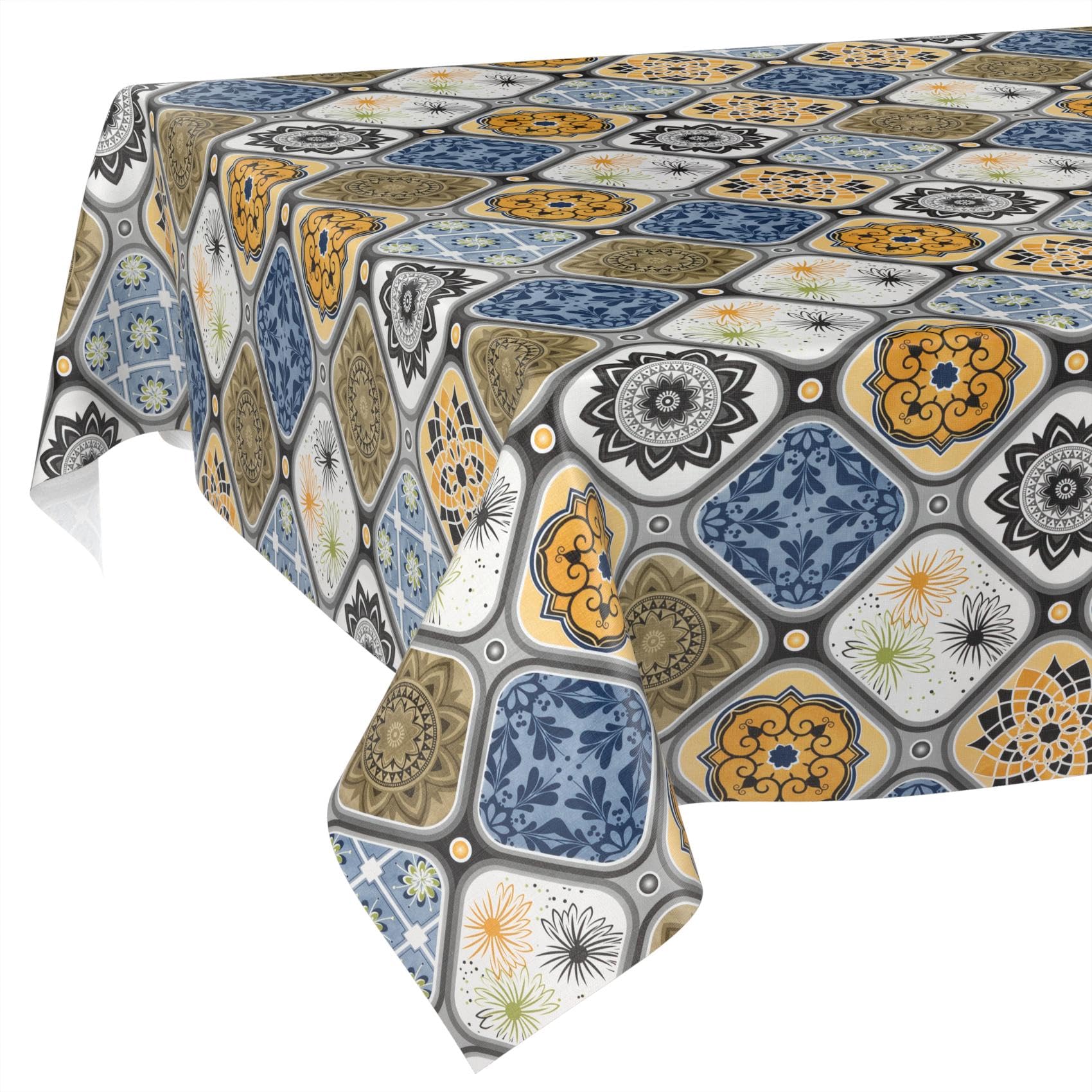 Nappe en toile cirée imperméable effet lotus anti-tache lavable d'un coup d'éponge