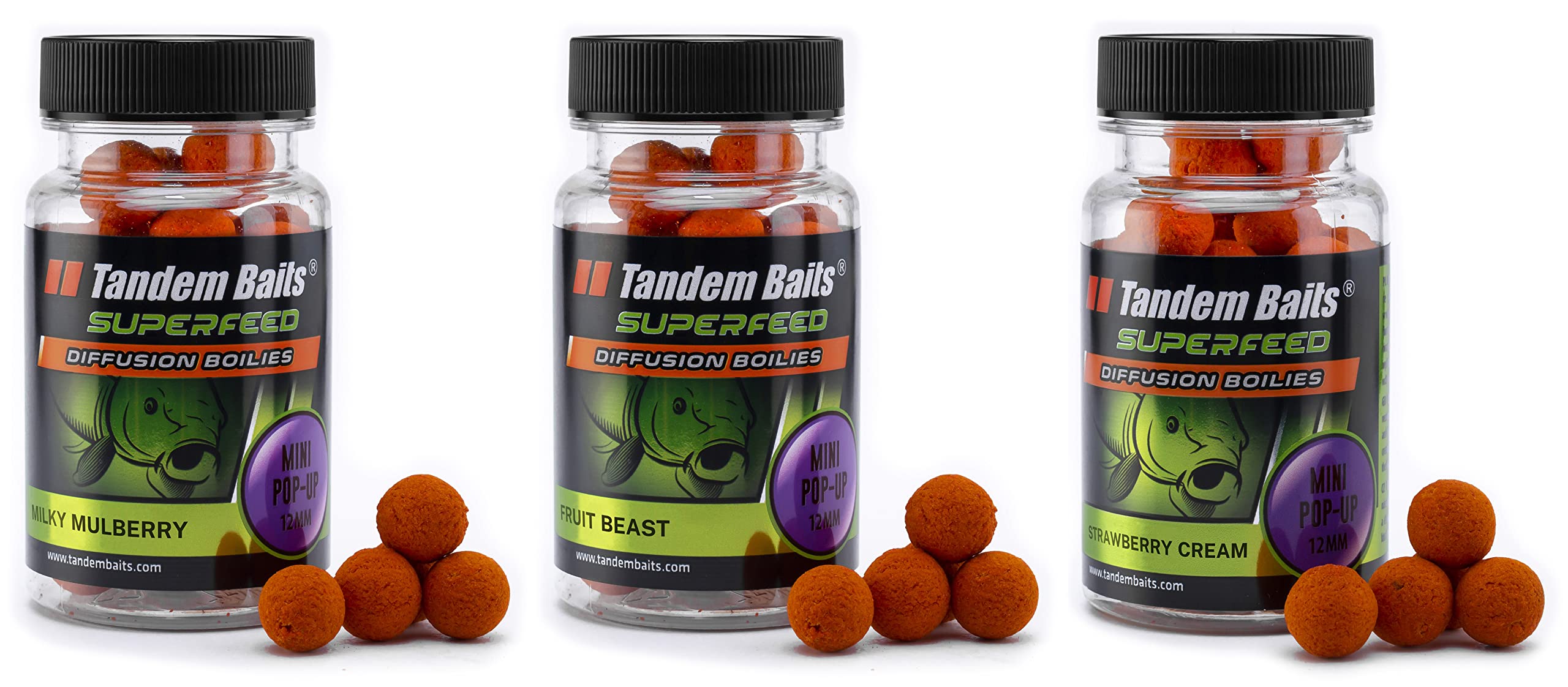 Tandem Baits Set of 3 SuperFeed Mini Diffusion Pop-Up Flavour Mix Fruit | Carp Fishing Hookbaits | Pop Ups Carp Fishing | Carp Fishing Bait | Carp Bait Carp Fishing Accessories Monster Fish 12mm 30g