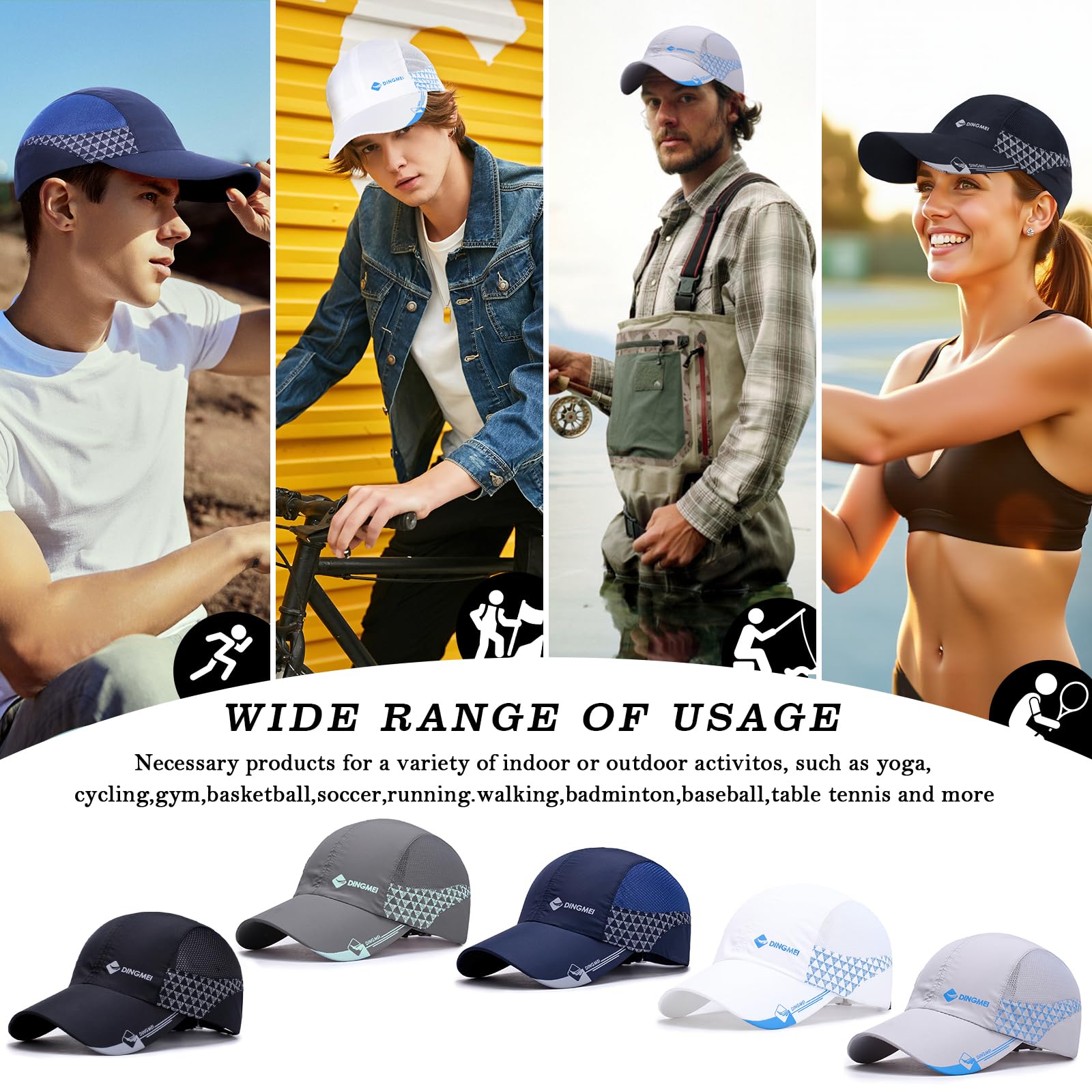 TAGVO Men's Baseball Cap, Pack of 2 Lightweight Quick Dry Sports Mesh Baseball Cap, Summer Hat with Anti UV Protection Outdoor Sun Hat — view 7