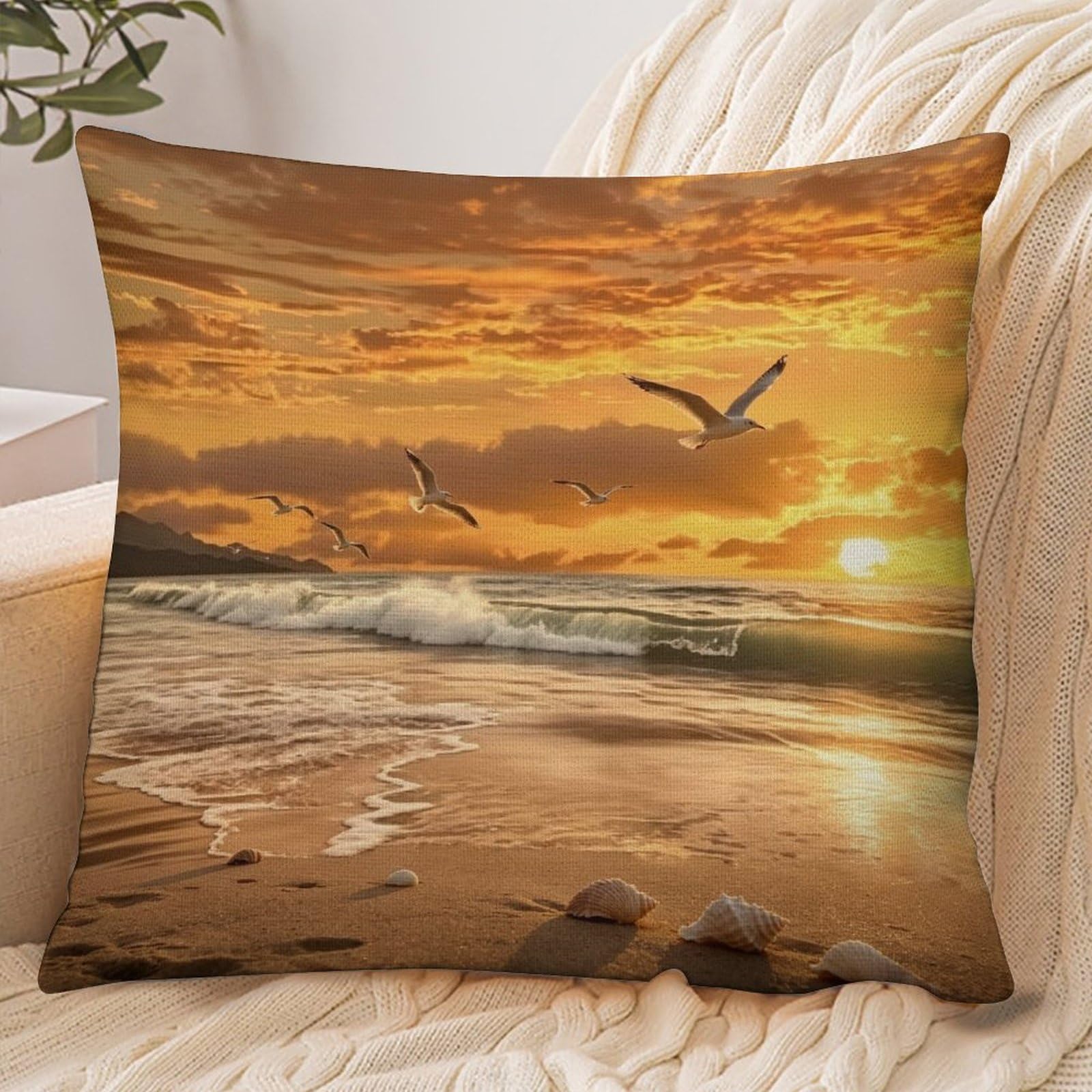 Fekiloot Style Gold Sunset Pillowcase Pillow Sham Pillow Case