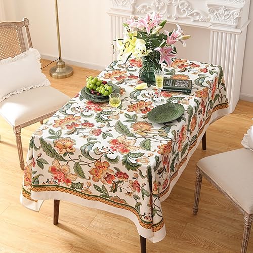 Miniatura 6 de patdrea Mantel de diseñador amarillo para mesas rectangulares, manteles de terciopelo de lujo, sin arrugas, con patrón floral, mantel decorativo