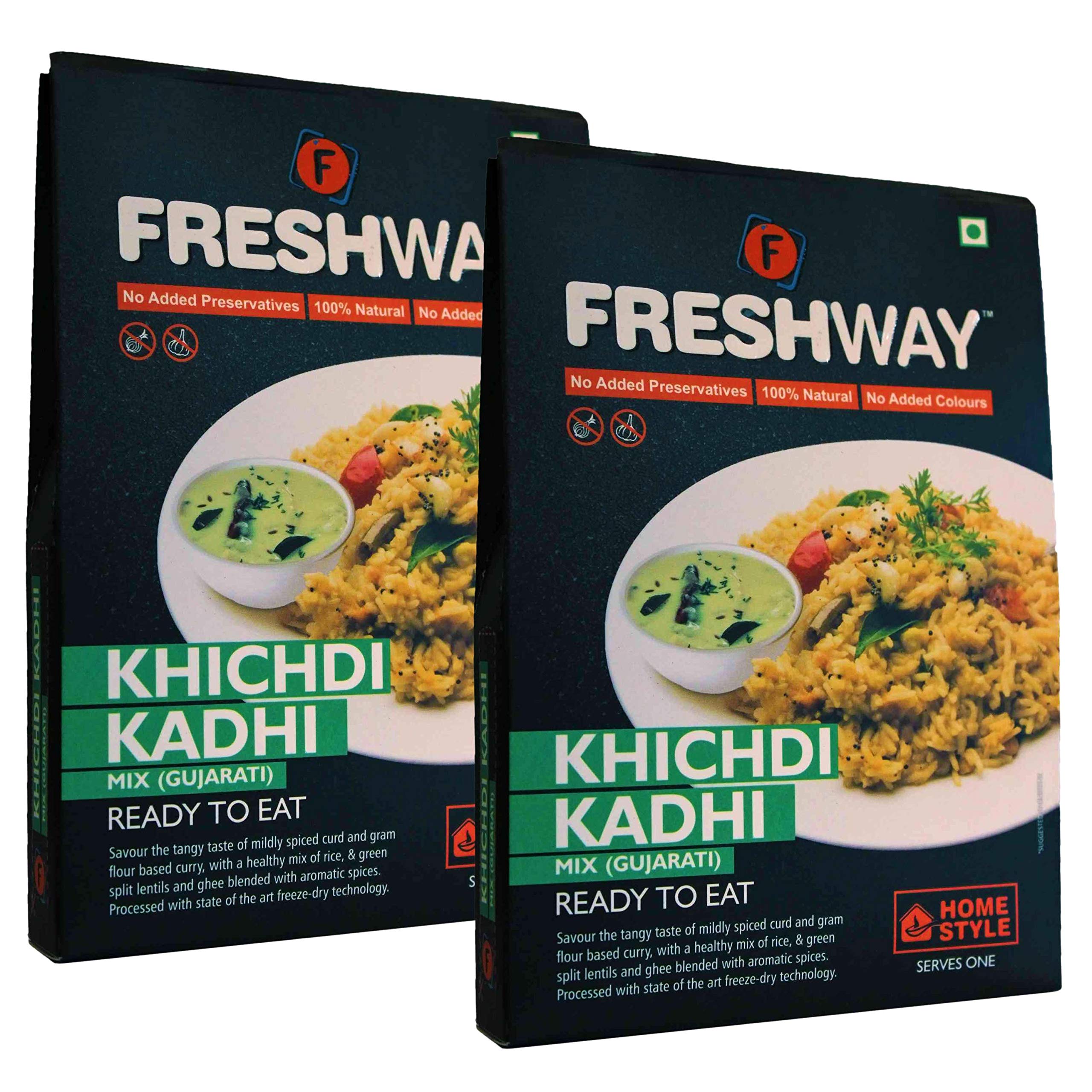 Freshway Ready to Eat Pack of 2 (Khichdi Kadhi Mix & Khichdi Kadhi Mix) Ready to Eat Freeze Dried with No Added Preservative & Colors