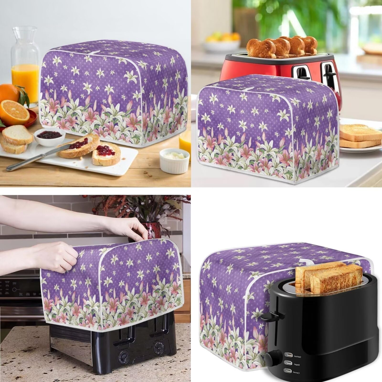 Pointodoor Flower Blender Dust Cover, 2 Slice Toaster Small Kitchen Appliance Cover, Anti Fingerprint and Oil Proof, Universal Fit -L