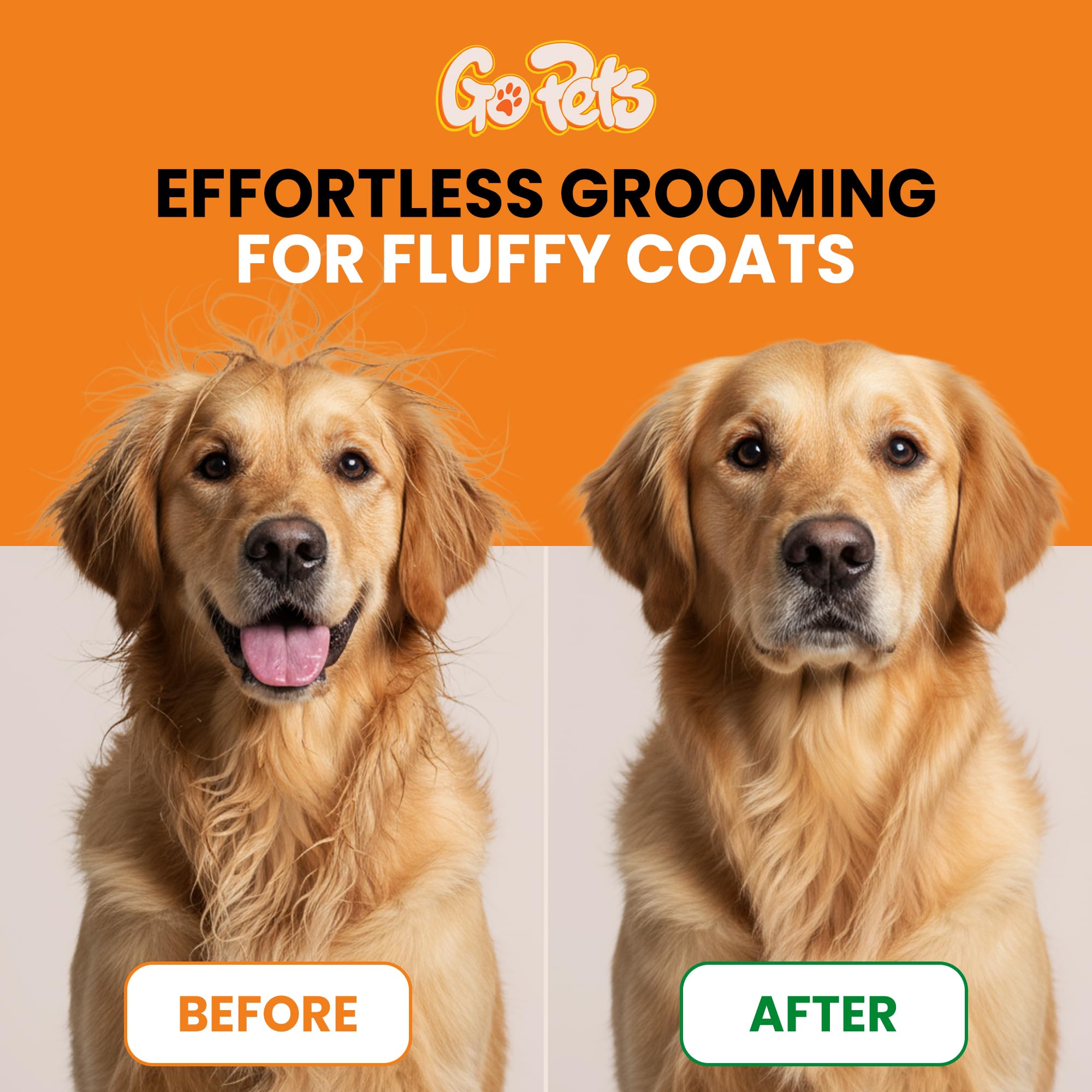 GoPets Rastrillo de doble fila para perros y gatos, cepillo de aseo de capa inferior, herramienta segura para pelos gruesos y largos, elimina tapetes y enredos, ideal para perros de pelo largo