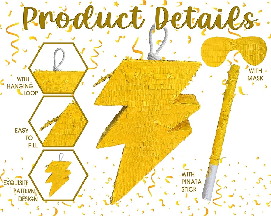 Amazon.com: APINATA4U Yellow Lightning Bolt Pinata - Electrify