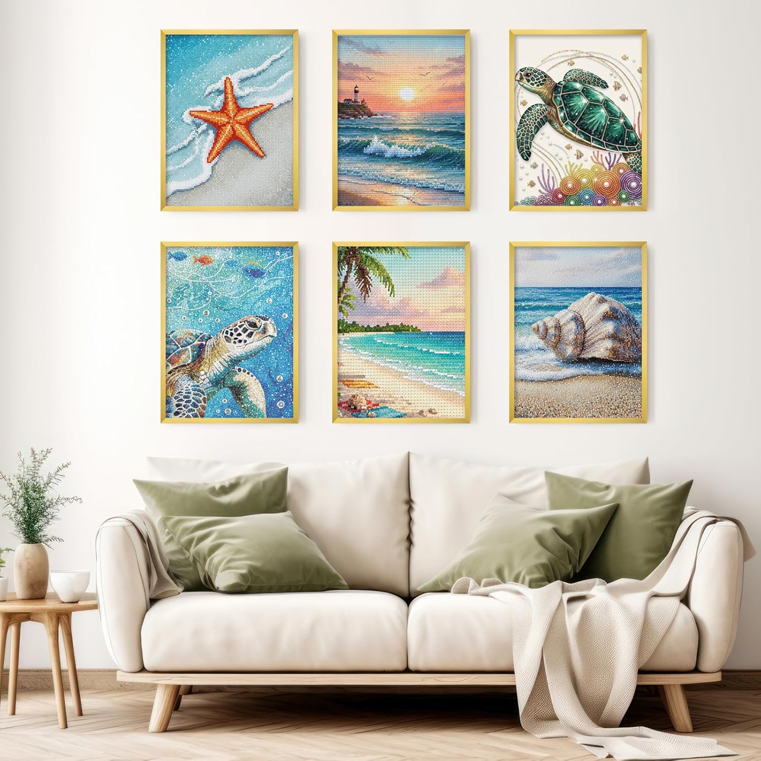 Fixwal 12x16 Poster Frame Set of 6 with Shatter Resistant Plastic Glass, Thin Border and Light Weight Photo Frames for Wall Decor Diamond Art, Gold