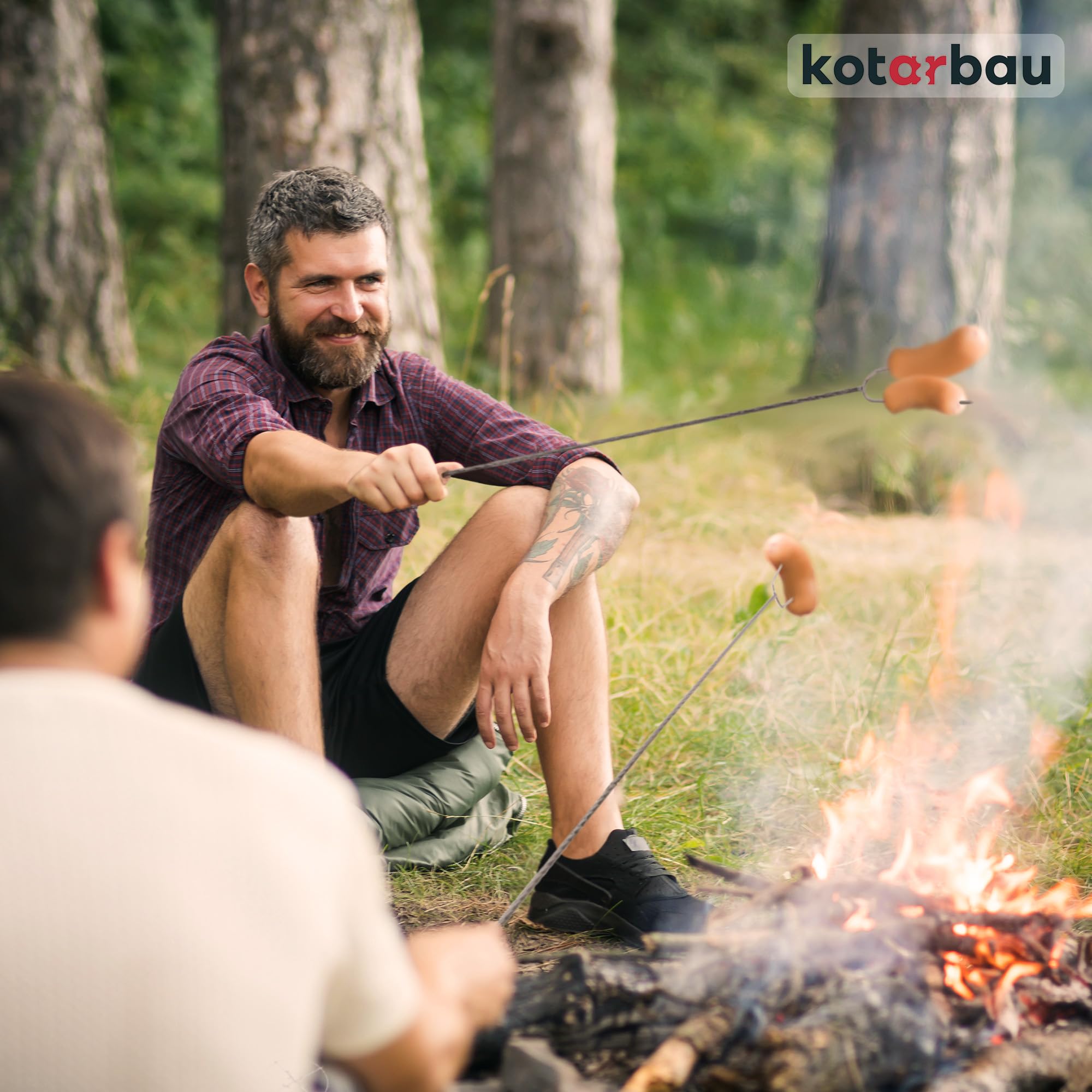 KOTARBAU® 10er Set Grillspieße - Lagerfeuer Spieße lang - Grillgabel - Camping Grill – 120 cm – Würstchenstecker – Feuergabel – Grillgabeln