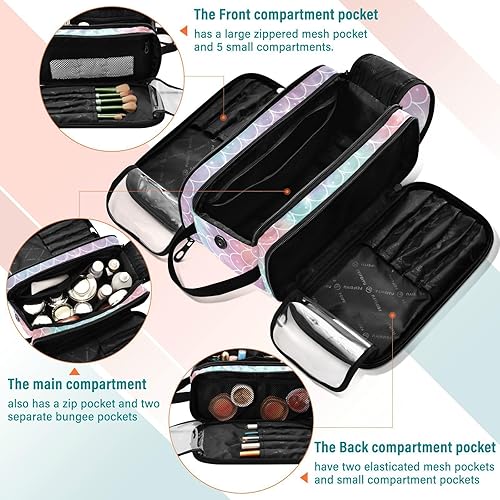 Miniatura 5 de Escamas de sirena arco iris princesa telón de fondo bolsa de maquillaje profesional estuche cosmético bolsa de maquillaje para organizador de viaje