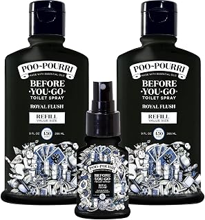 Poo-Pourri Before-You-Go Toilet Spray, Royal Flush, Refill Bottle 9 Fl Oz x2 and 1.4 Fl Oz Spray- Eucalyptus and Spearmint