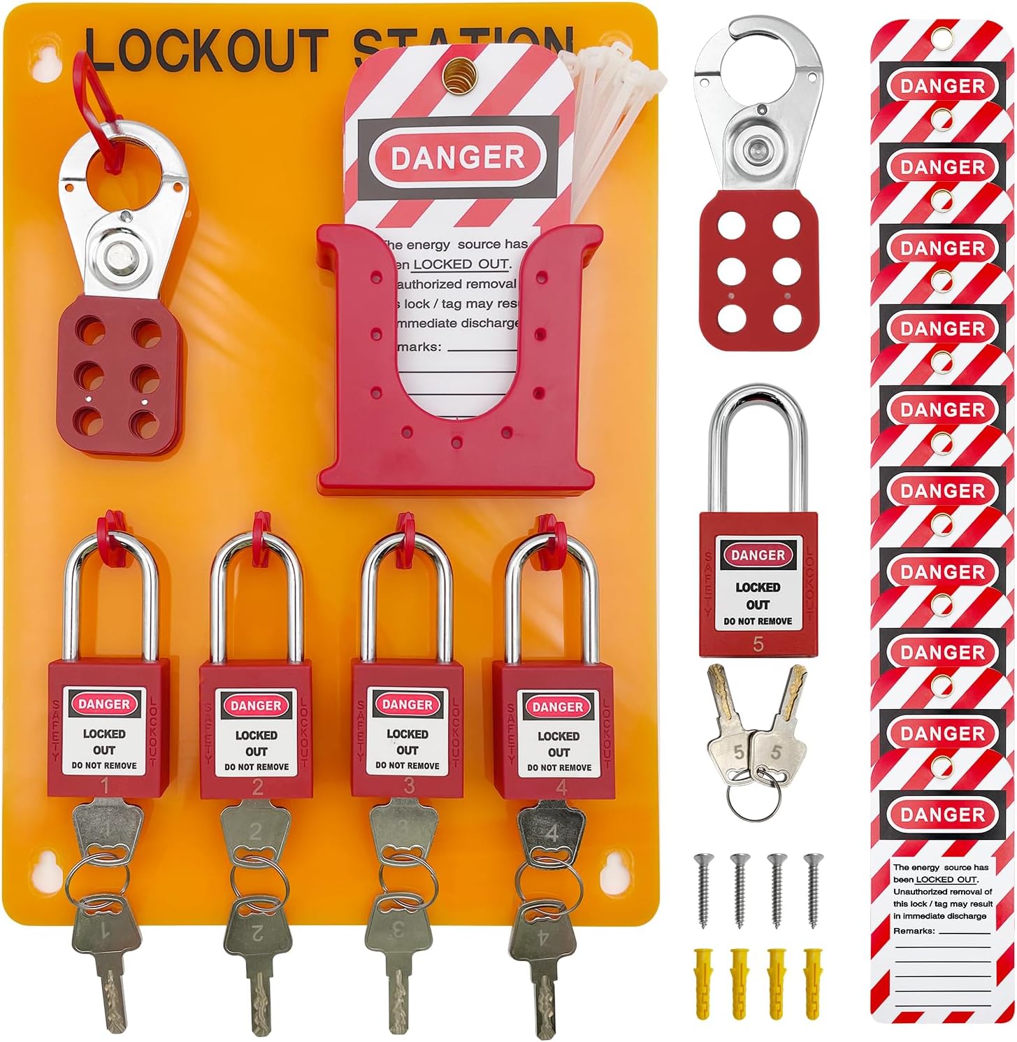 Amazon.com: SAFBY Lockout Tagout Station Metal Kit with Lock Out Tag ...