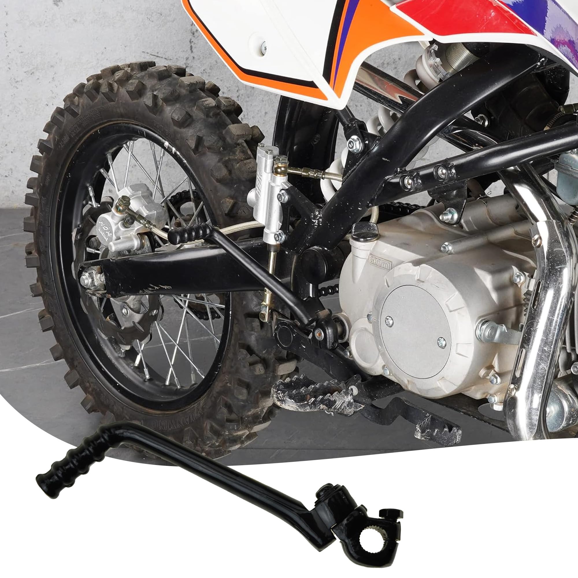 Leva del pedale di avviamento regolabile da 16 mm per moto da cross da 140 cc, 150 cc, 160 cc, 200 cc, 250 cc, in acciaio inox nero (16 mm)