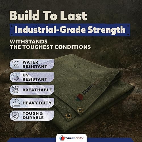 Miniatura 8 de TarpsNow Lona ignífuga de 8 x 10 pies  Lona resistente de 18 milésimas de pulgada de pulgada de grosor  Resistente al fuego y al desgarro con ojales