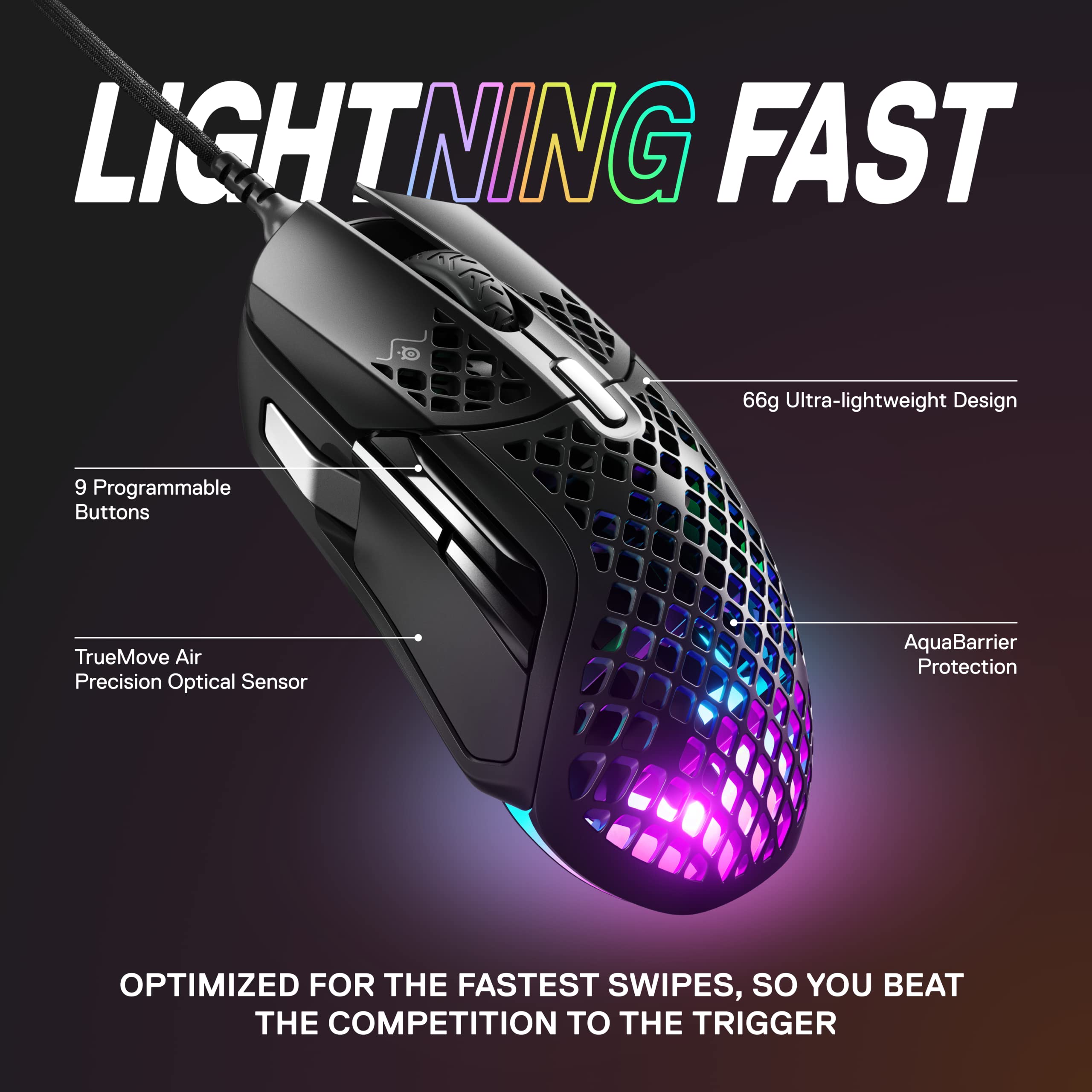 Buy SteelSeries Aerox 5 Gaming Mouse Ultra Lightweight 66g 9 Programmable Buttons IP54