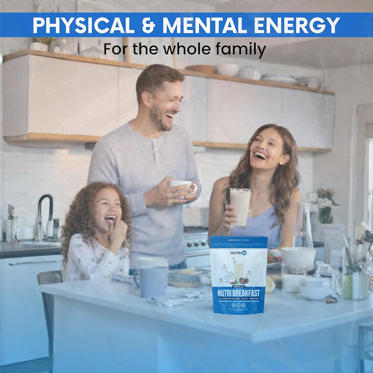 Nutri11 NutriBreakfast by Nutrillermo/Keto Protein Collagen Powder with MCT Oil/MCT Oil Powder with Collagen/Keto Collagen Peptides Powder with Grass-Fed Bovine Collagen Type I & III (15.9, Vanilla)