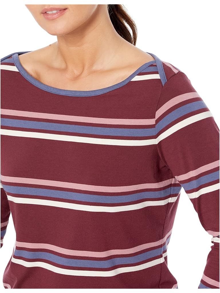 Multi L.L.Bean Petite Soft Stretch Supima Boatneck 3/4 Sleeve Stripe
