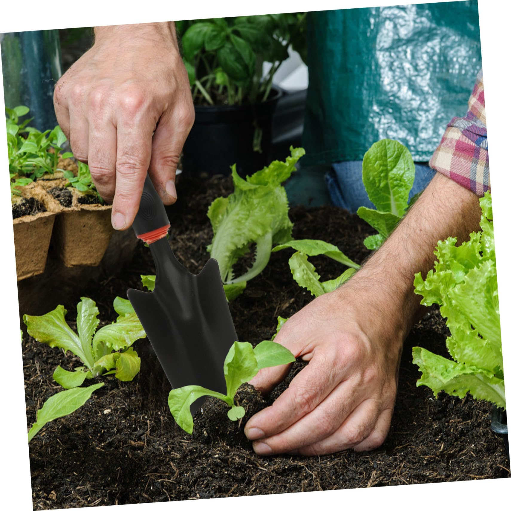5 Stück Gartengeräte mit Kleinem Gartenspaten und Robuster Gartenschaufel aus Eisen mit Leichtem Vinylgriff für Vielseitige Gartenarbeit im Außenbereich