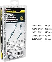 Vista 4 de Astro - Kit de remaches neumáticos y surtido de remaches de aluminio (500 piezas) Juego de accesorios de remachadora Power Pop