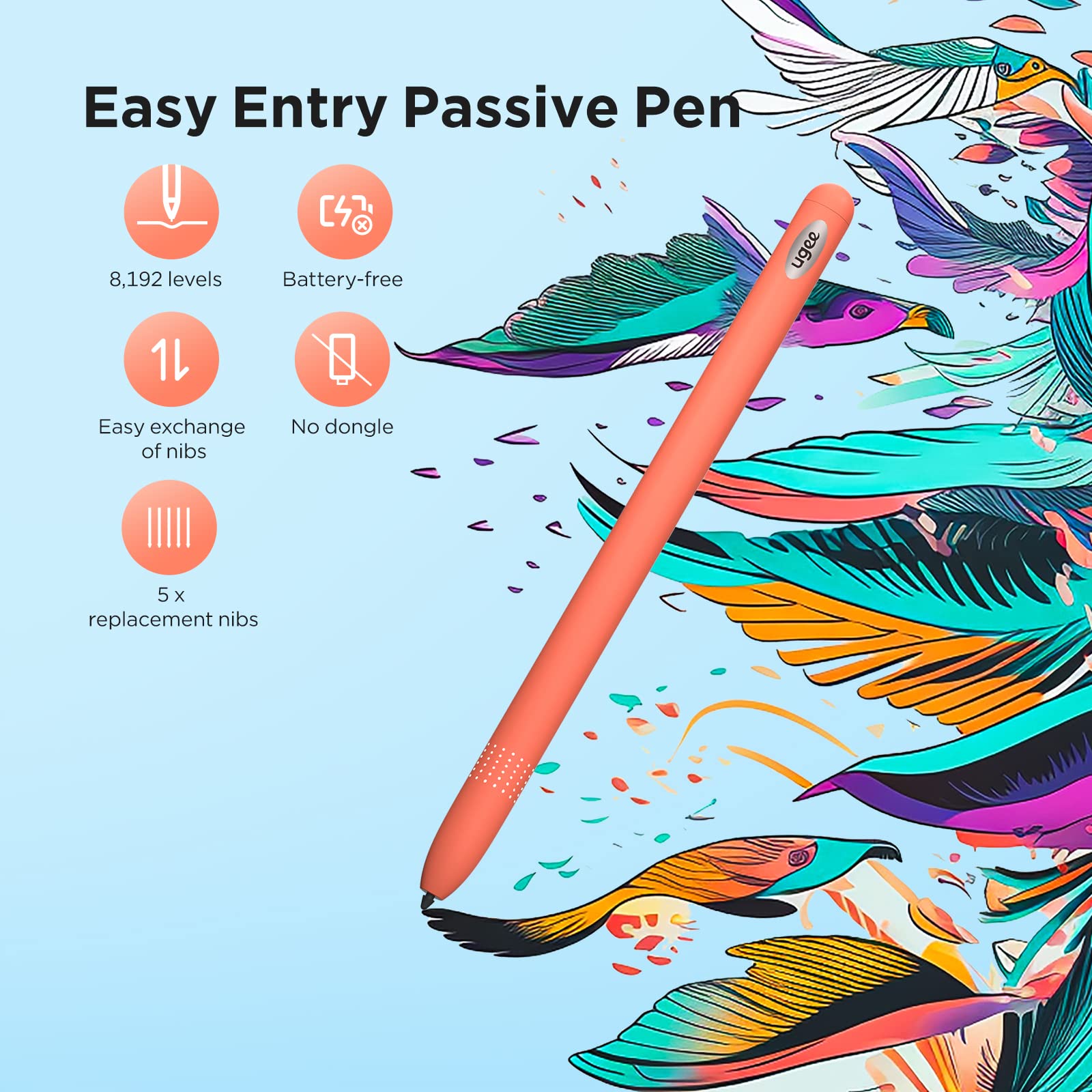 Tavoletta Grafica ugee con Display, UE16 FHD IPS da 15,4 Pollici con Schermo sRGB al 143%, Stilo Senza Batteria da 16K Passi, 8 Tasti di Scelta Rapida Fisici e una Rotella Rotonda