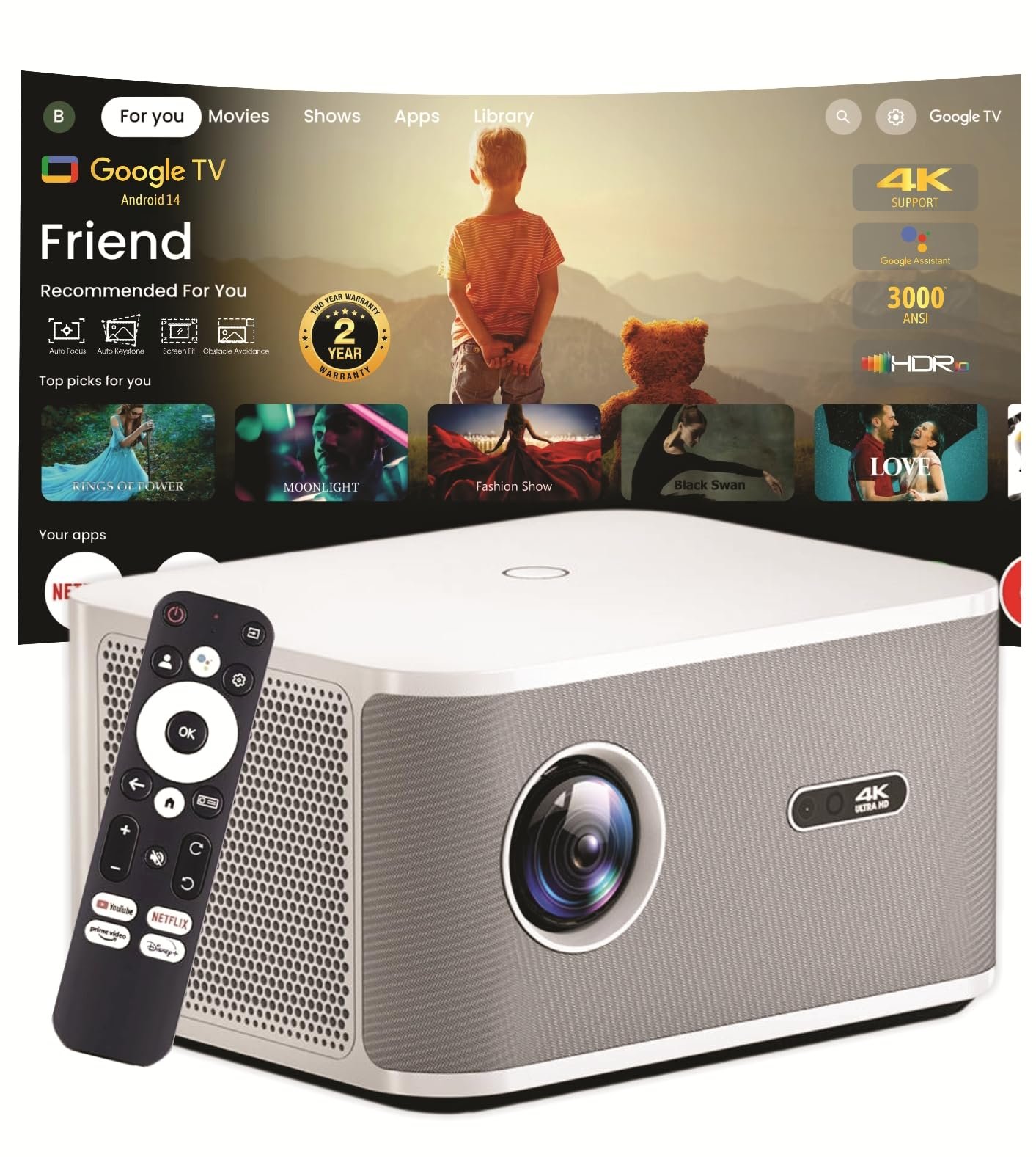 2024 BORSSO® BS30 PRO MAX Android 9 Projector for Home | Native 1080p | 1150 ANSI | Auto Focus + Keystone, Zoom | 300 inch | HDMI ARC | 4K (HDMI Signal) | WiFi 6, Bluetooth | 3D Anaglyph Support-picture-12