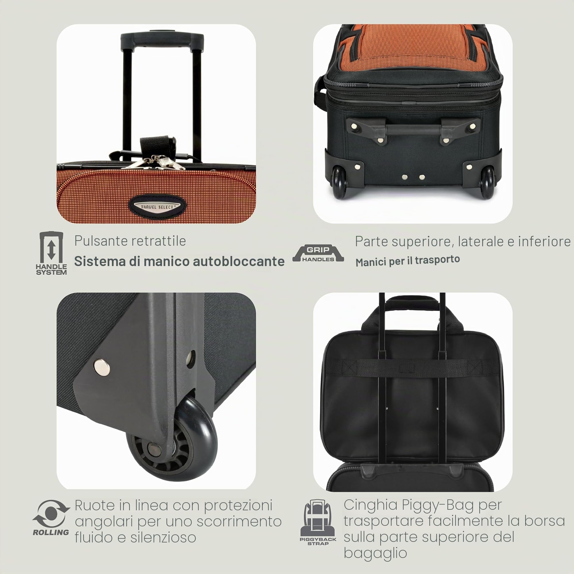 Travel Select Amsterdam - Trolley verticale espandibile, Marina Militare, 8-Piece Set, Set da 2 pezzi