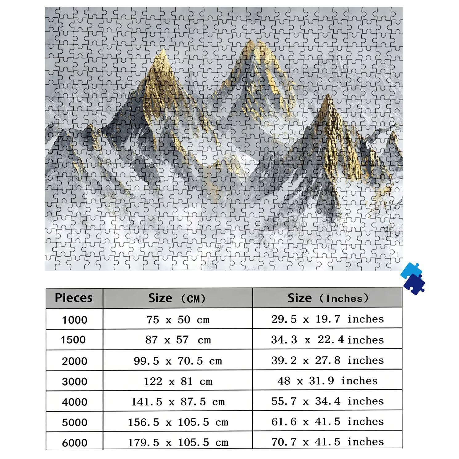 Puzzle 5000 elementów dla dorosłych, śnieżna góra trudne i kolorowe drewniane puzzle, duża łamigłówka 156,5 x 105,5 cm, antystresowa gra z plakatem, dekoracja ścienna do domu, prezent dla kobiet w0
