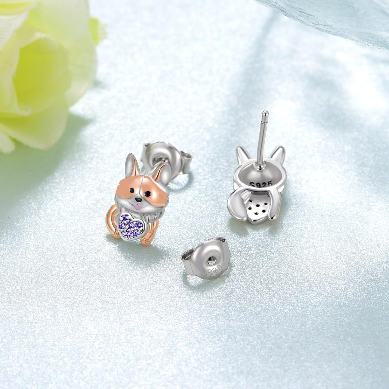Corgi Earrings 925 Sterling Silver Dog Earrings Corgi Gifts for Corgi Lovers Jewelry Birthstone Gift for Women girl