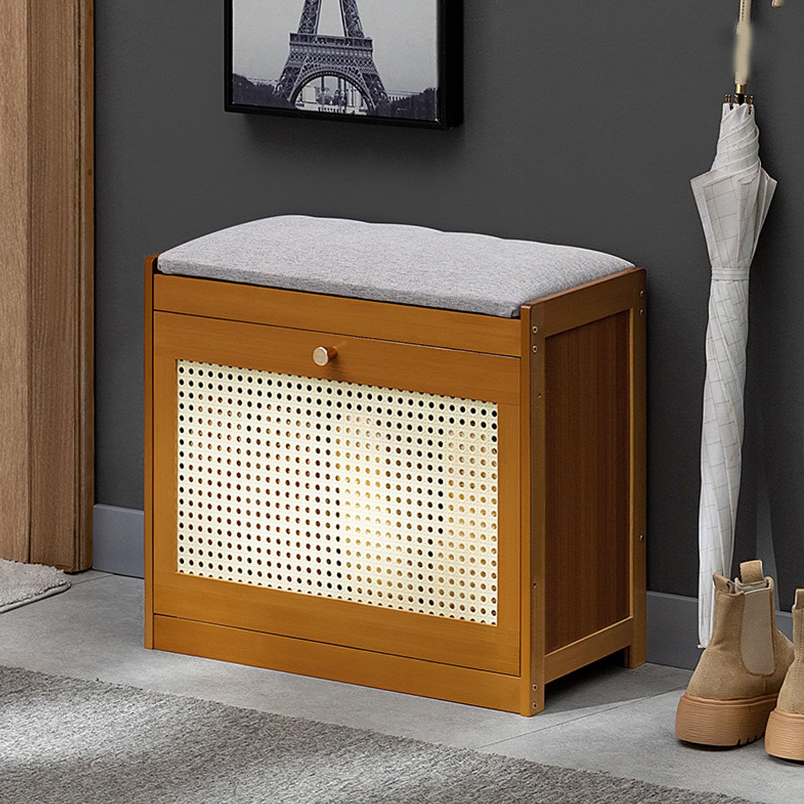 Meuble à chaussures avec rangement assise rembourrée banc entrée